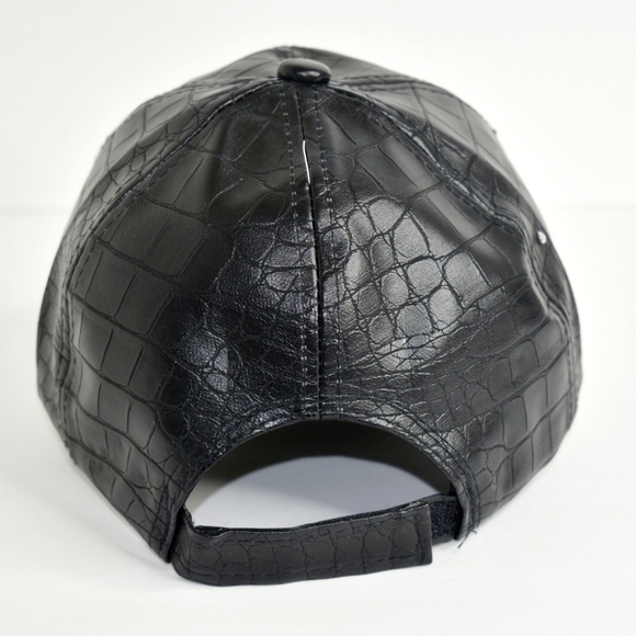 Women's Leather Baseball Cap with Vegas in Rhinestones - Picture 4 of 6